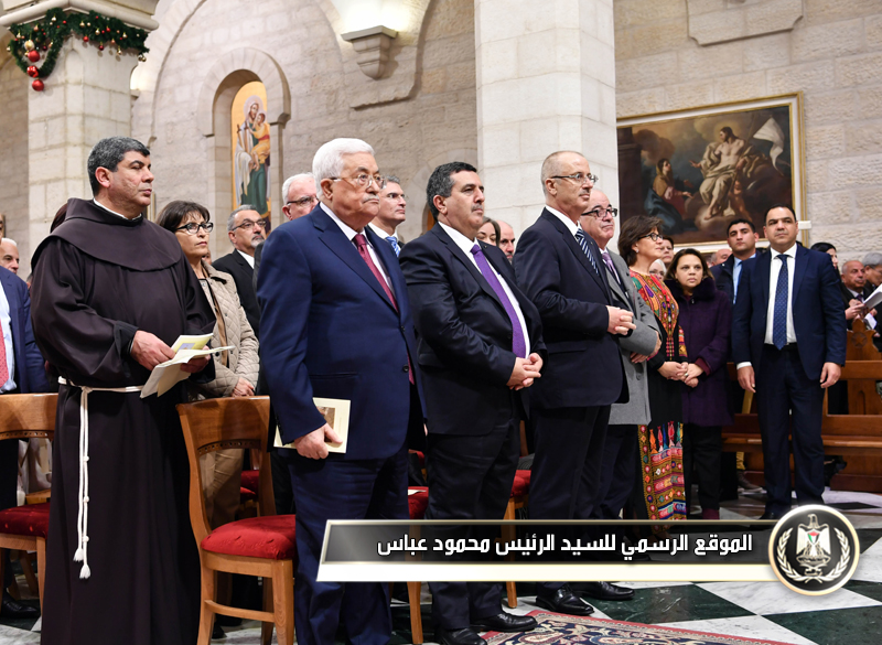السيد الرئيس يشارك في قداس منتصف 
الليل في كنيسة القديسة كاترينا ببيت 
لحم